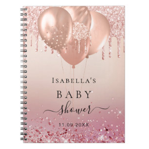 Guest book baby showe rose gold glitter blush