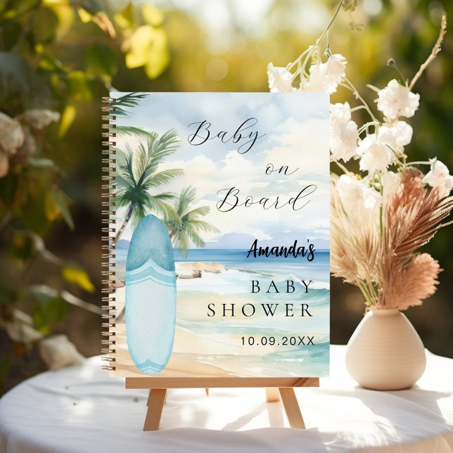 Guest book baby shower baby on board surfboard (Creator Uploaded)