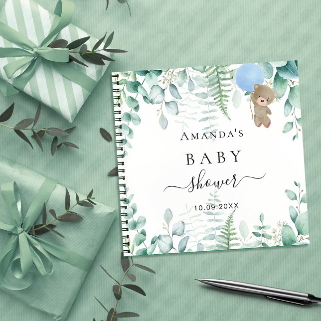Guest book Baby Shower blue teddy woodland forest (Creator Uploaded)