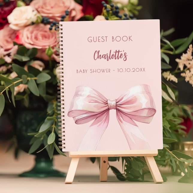 Guest book Baby Shower blush pink bow girl (Creator Uploaded)