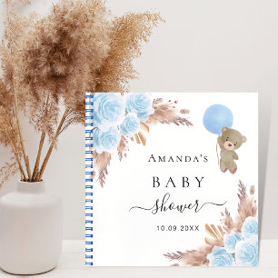 Guest book Baby Shower boy teddy pampas grass