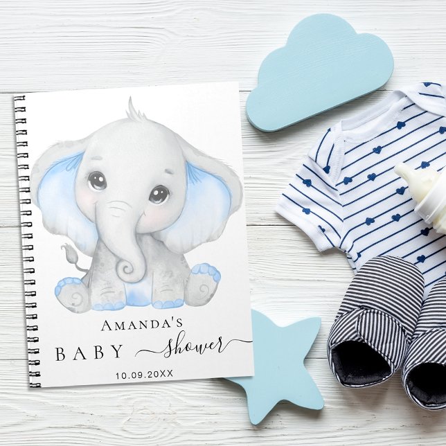 Guest book baby shower elephant boy blue (Creator Uploaded)