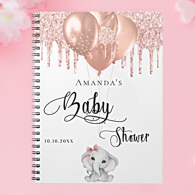 Guest book baby shower elephant rose gold white (Creator Uploaded)