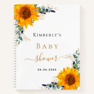 Guest book baby shower eucalyptus sunflower