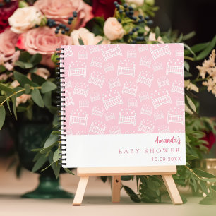 Guest Book Baby Shower Girl pink white cribs