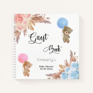 Guest book baby shower pampas grass teddy reveal