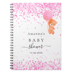 Guest book baby shower pink teddy bear