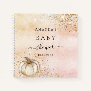 Guest book baby shower pumpkin rose gold fall