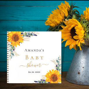 Guest book baby shower sunflowers eucalyptus