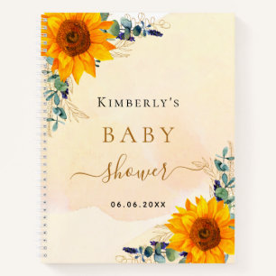 Guest book baby shower sunflowers eucalyptus
