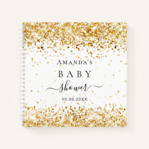 Guest book baby shower white gold