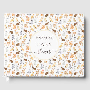 Guest book baby shower woodland animals cute