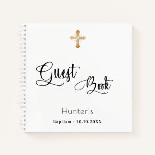 Guest book baptism white black script
