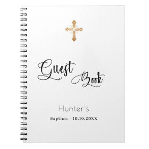 Guest book baptism white black script
