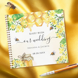 Guest book bees honey yellow florals wedding