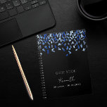 Guest book birthday black blue confetti<br><div class="desc">A classic black background,  decorated with blue confetti.  Personalize and a name and age/date.</div>