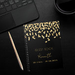 Guest book birthday black gold confetti<br><div class="desc">A classic black background,  decorated with faux gold confetti.  Personalize and a name and age/date.</div>
