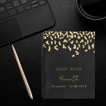 Guest book birthday black gold confetti<br><div class="desc">A classic black background,  decorated with faux gold confetti.  Personalize and a name and age/date.</div>