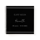 Guest book birthday black silver minimalist