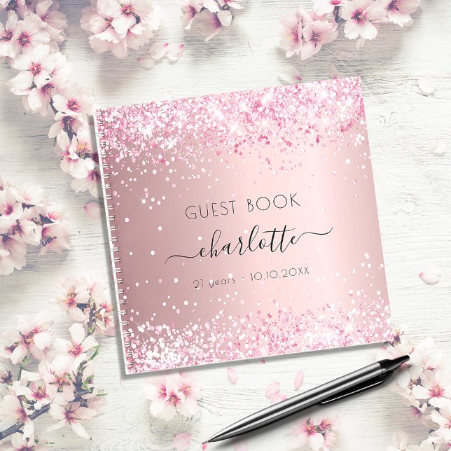 Guest book birthday blush pink glitter name (Creator Uploaded)