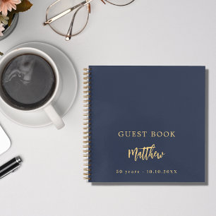 Guest book birthday dark blue script