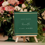 Guest book birthday emerald green gold minimalist<br><div class="desc">Emerald green coloured background,  a faux gold frame.  Personalize and a name and age/date.</div>