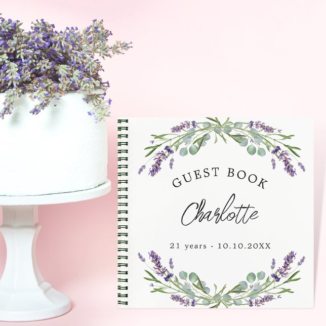 Guest book birthday lavender violet eucalyptus (Creator Uploaded)