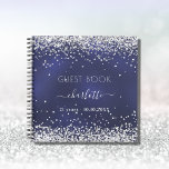 Guest book birthday navy blue silver glitter<br><div class="desc">A guestbook for a feminine and glamourous 21st (or any age) birthday party.  A stylish navy blue background with faux silver glitter sparkles. The blue colour is uneven. Add your name,  age 21,  date</div>