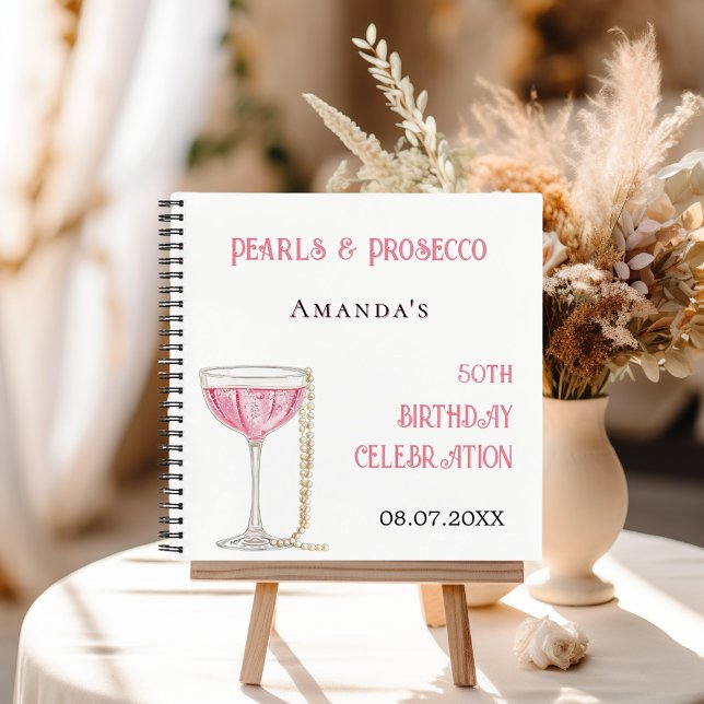 Guest book birthday pearl prosecco pink (Creator Uploaded)