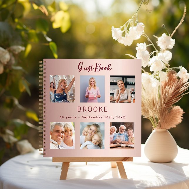 Guest book birthday photo collage rose gold (Creator Uploaded)
