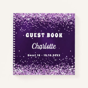 Guest book birthday purple pink name