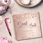 Guest book birthday rose gold glitter name script<br><div class="desc">A guestbook for a feminine and glamourous 21st (or any age) birthday party.  A stylish blush,  rose gold faux metallic looking background with faux glitter dust. Add your name,  age 21/text.</div>