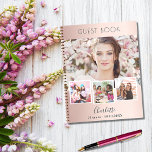 Guest book birthday rose gold photo collage<br><div class="desc">Create your own unique photo collage. Use four,  4 of your favourite photo.   Personalize and a name and age/dates. A rose gold,  blush gradient background,  black text.</div>