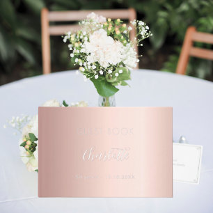 Guest book birthday rose gold pink silver
