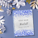Guest book birthday silver royal blue glitter<br><div class="desc">A faux silver background with royal blue glitter,  sparkles.  Personalize and add  your name,  age 21,  date. The name is written with a modern hand lettered style script.</div>