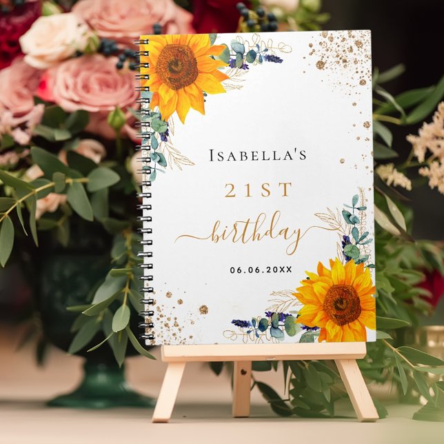 Guest book birthday sunflowers eucalyptus (Creator Uploaded)