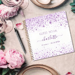 Guest book birthday violet white glitter monogram<br><div class="desc">A guestbook for a feminine and glamorous 21st (or any age) birthday party.  A stylish white background with violet,  purple faux glitter dust. Add your name,  age 21/text</div>