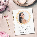 Guest book birthday white gold glitter photo<br><div class="desc">A guest book for a feminine and glamourous 21st (or any age) birthday party.  A stylish white background with faux gold glitter sparkles round the photo.  Add your name,  age 21,  date and a photo.</div>