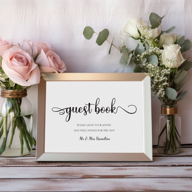 "Guest Book" Black White Modern Wedding Sign (Creator Uploaded)