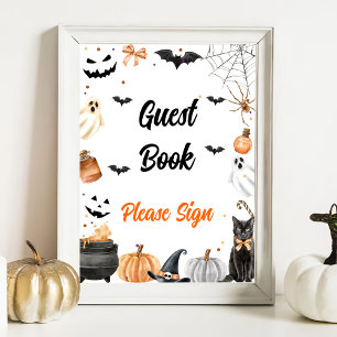 " Guest Book " Boo Black Cat Halloween Sign