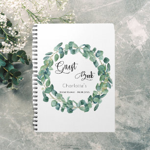 Guest book bridal shower eucalyptus greenery