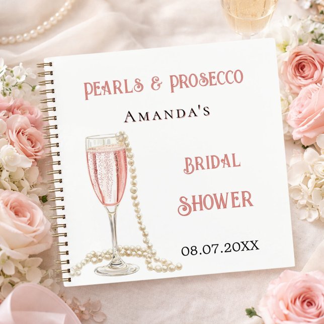 Guest book bridal shower pink pearls prosecco (Creator Uploaded)