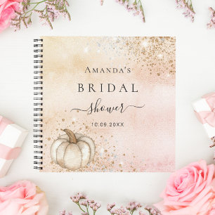 Guest book bridal shower pumpkin rose gold fall