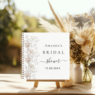 Guest book bridal shower wildflowers beige cream