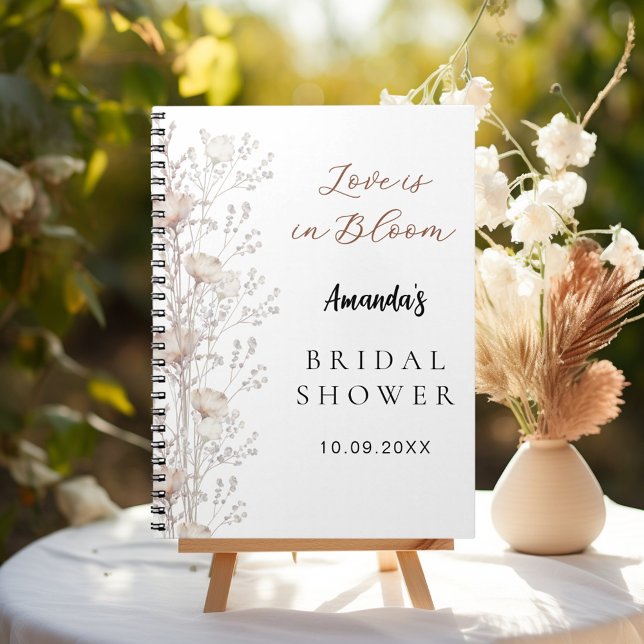 Guest book bridal shower wildflowers beige cream (Creator Uploaded)