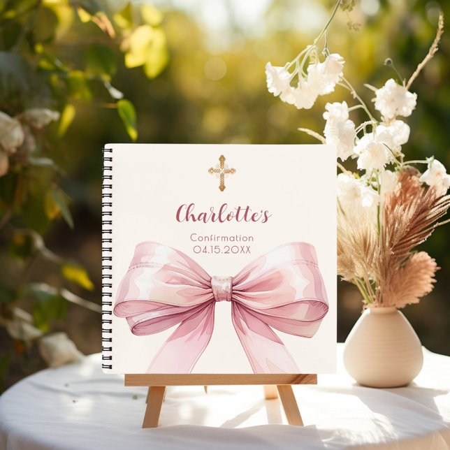 Guest book Confirmation blush pink bow cream (Creator Uploaded)