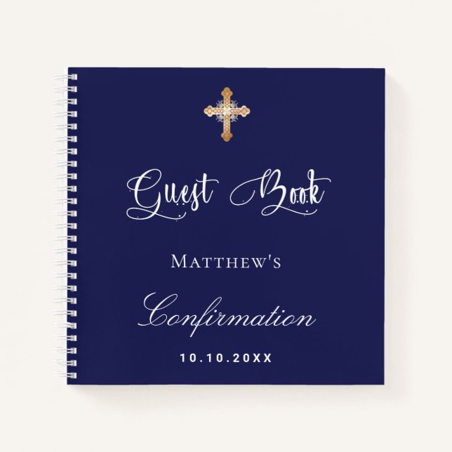 Guest book confirmation navy blue white (Front)