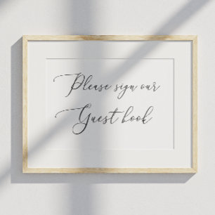 Guest book. Elegant minimalist script wedding Poster