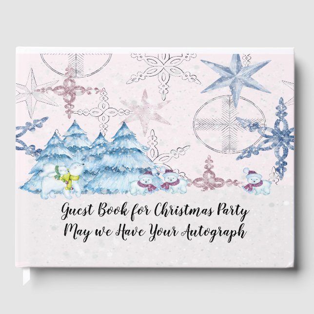 Guest Book for Christmas Party with Snowmen (Front)
