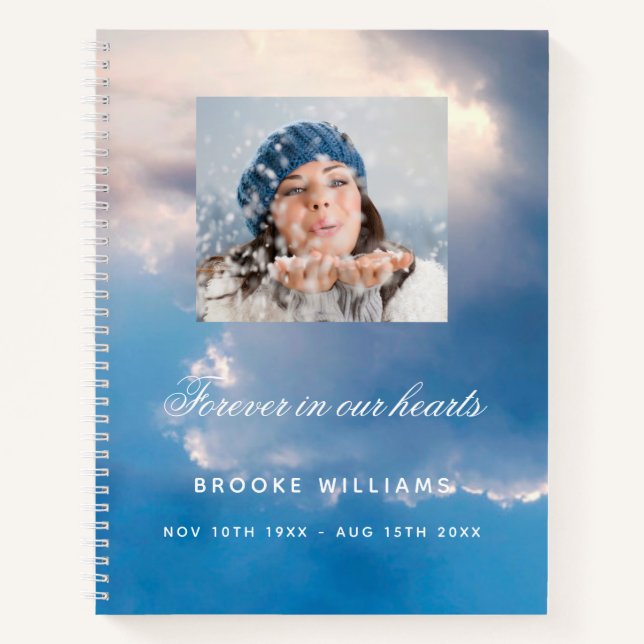 Guest book funeral memorial blue sky photo (Front)